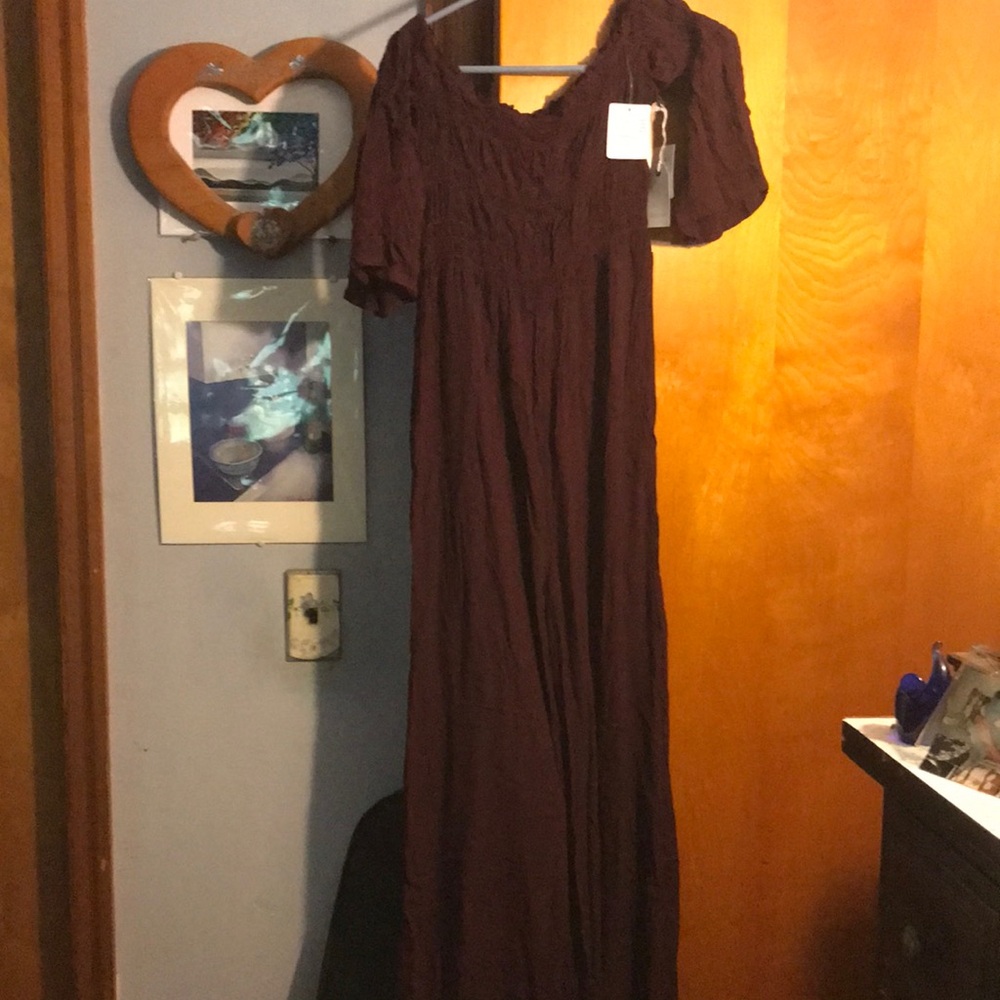 Elegant Brown Off-Shoulder Dress